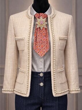 OOAK KAILONG Hand-Made Silk Necktie Necklace w/Brooch & Brilliant Stones Brooch